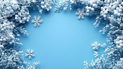 3D White Snowflakes on a Soft Blue Background Winter Design
