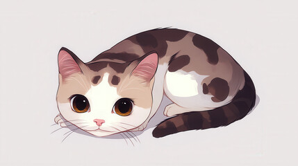 Cute Manga-Style Cat Illustration