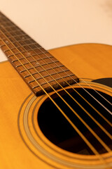 Obraz premium Close up acoustic guitar background