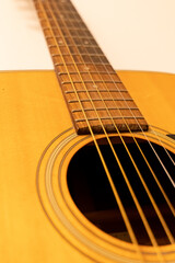 Obraz premium Close up acoustic guitar background
