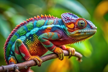Obraz premium Panther Chameleon Exploration - Graceful Charm in Sharp Focus
