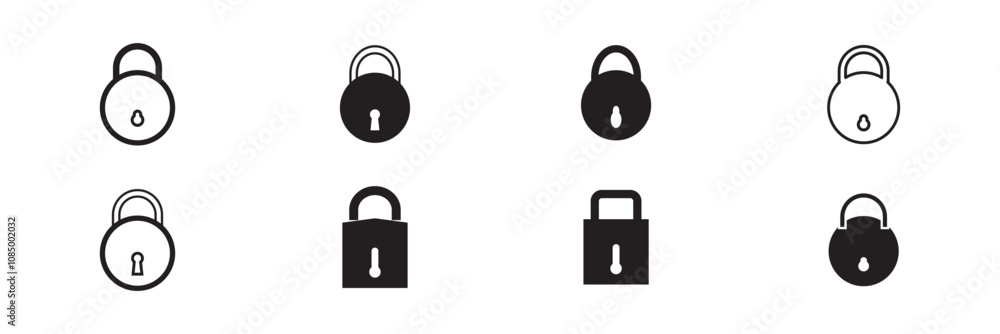 Poster lock icon set simple design