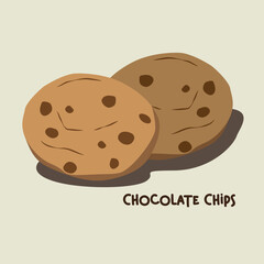 Vector illustration of famous Malaysian traditional Eid festive dessert, kuih Raya called chocolate chips 