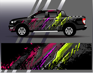 Car wrap design vector. Graphic abstract stripe racing background designs for vehicle, rally, race, adventure and car racing livery