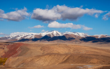 Naklejka premium Beautiful panoramic highland landscape. Altai mountains.