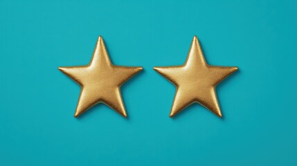 Obraz premium Golden stars on a vibrant turquoise background create a striking visual representation of celebration, achievement, and joy suitable for various design projects and promotions.