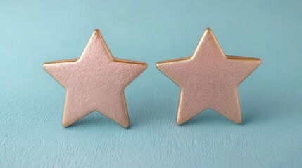 Elegant Pink Star-Shaped Earrings with Gold Accent on a Soft Blue Background, Perfect for Fashion Enthusiasts and Accessory Lovers