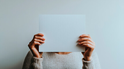 A pair of african hands holding an empty white paper, with the background being pure and clean.