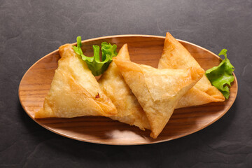 fried samosa, top view