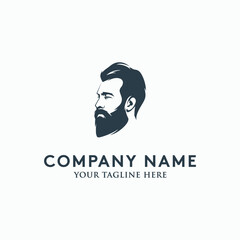 Bearded cool man logo vector illustration