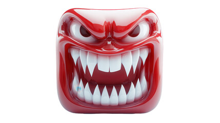 Naklejka premium A red monster with a big mouth and teeth