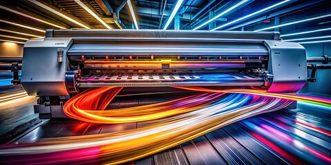 Captivating Long Exposure Capture of a Printer in Motion, Highlighting the Flow of Paper and Ink for Innovative Technology Imagery