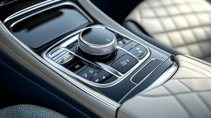 Close-up of a Car's Gear Selector with Chrome Accents - Realistic Image