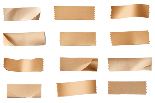 Craft paper tape strips neatly arranged in a grid pattern, top-down view.