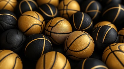 Obraz premium Elegant black and gold basketball on a dark background.
