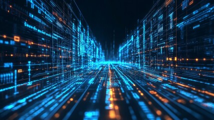 Fast-moving data visualized on a blurred digital highway.

