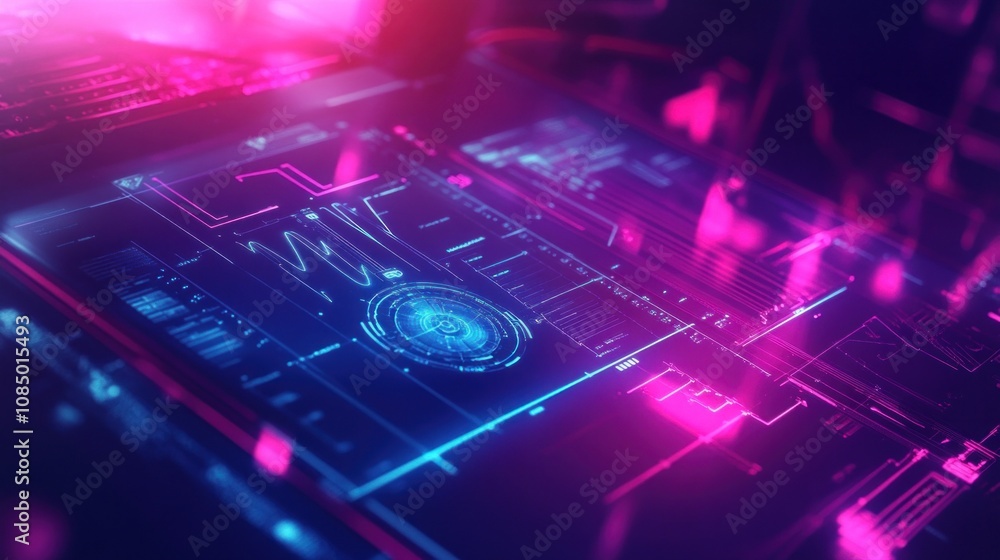 Poster futuristic hud interface. abstract technology background. 3d rendering - generated ai