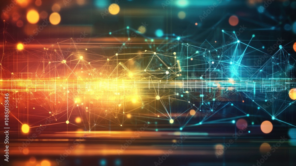 Poster abstract technology background. network concept. 3d rendering toned image double exposure - generate
