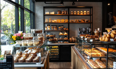 Inviting bakery interior warm, inviting atmosphere