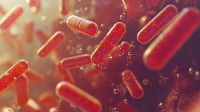 3D illustration of Lactobacillus probiotic bacteria.