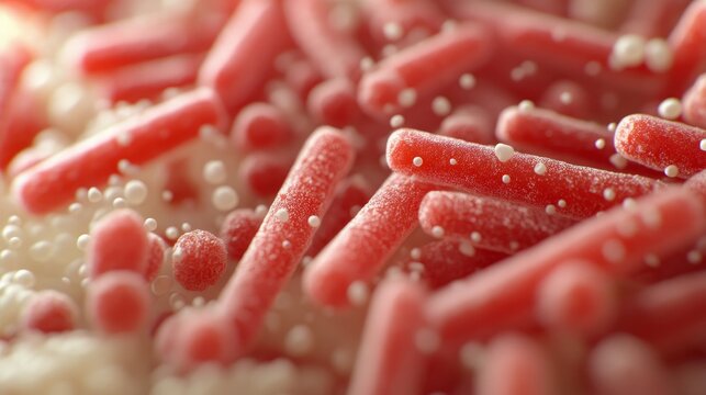 3D illustration of Lactobacillus probiotic bacteria.