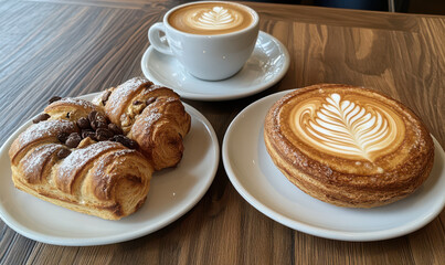 delightful morning coffee and pastry spread warm, inviting atmosphere