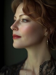 Obraz premium Elegant and Emotive Portrait of a Captivating Woman in Soft Lighting