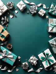 Elegant New Year Gift Box Arrangement in Blue, Silver, and Gold Theme