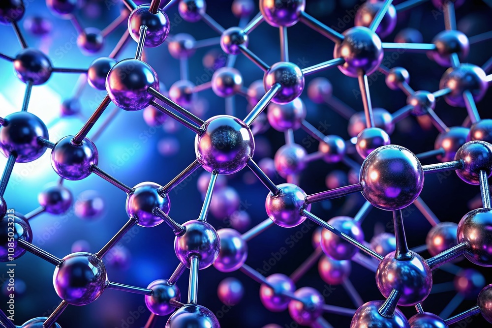 Aufkleber dark purple to midnight blue gradient with intricate polygons reflecting modern science and technolo