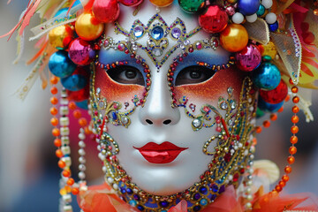 Beautiful greeting card with bright holiday composition for happy celebrate mardi gras