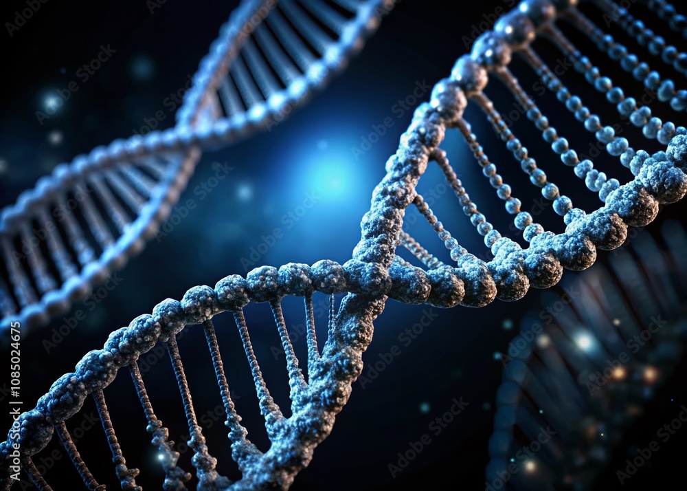 Aufkleber detailed close-up of a dna strand against a dark background with ample copy space for text or graphi