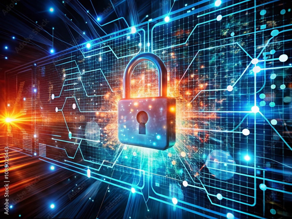 Poster double exposure photography depicting internet cyber firewall security and data protection concepts 