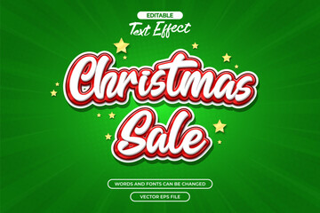 Christmas sale editable text effect with gold star decoration and green background