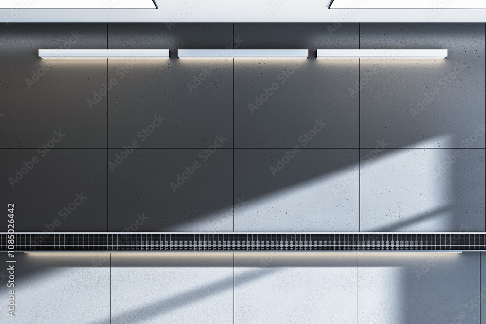 Poster modern subway interior with lights and shadows. 3d rendering