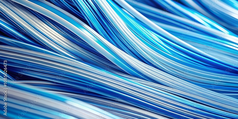 Poster dynamic curvature of abstract blue and white lines creating motion and speed with soft gradient effe