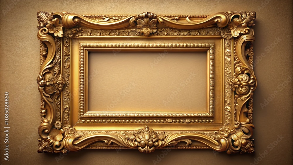 Poster elegant golden wooden frame isolated on a clean background, perfect for displaying artwork or photog