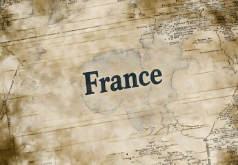 Obraz premium Vintage Map of France with Distinctive Typography and Historical Appeal Showcasing Geographic Features and Locations Across the Region