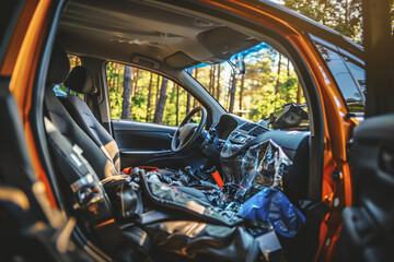 Collision of vehicles involved in major accident on road with major damage