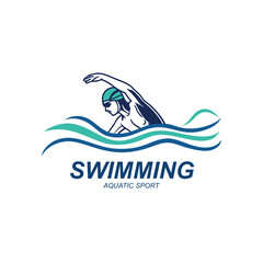 Logo of a swimmer swimming club or swimming school logo design template inspiration
