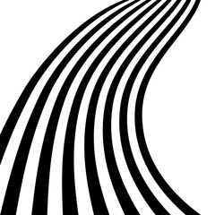Abstract Curved Perspective Black White Stripes Lines