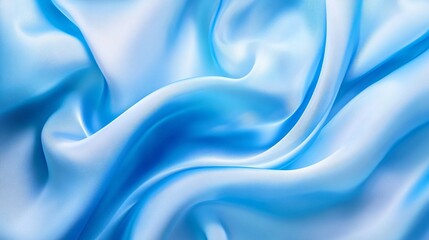 Fototapeta premium 3.A soft blue fabric is captured mid-motion, flowing and swirling as if floating in space. The texture of the material is delicate and lightweight, with a smooth satin finish that catches and
