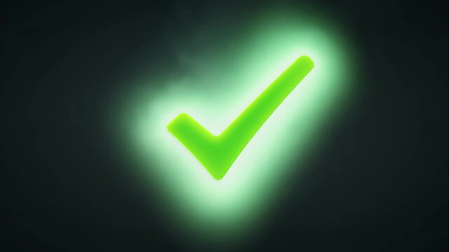 Single green check mark on a plain black background, symbolizing success or approval