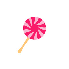 Vector illustration design of a dark pink spiral lollipop candy combined with light pink color, Suitable for use in candy-themed projects or cheerful designs.