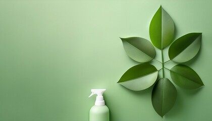 淡い緑のテクスチャ背景に、植物ベースのエコクリーナーが一つ配置され、ナチュラルでエコな美しさを引き立てるデザイン。

