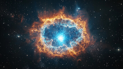 Fototapeta premium Stunning view of a cosmic nebula radiating vibrant colors in the vastness of outer space