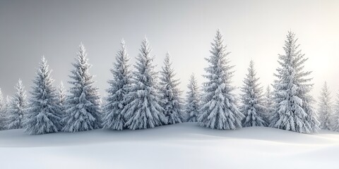 Fototapeta premium Snow-covered pine trees on a chilly evening. Generative Ai
