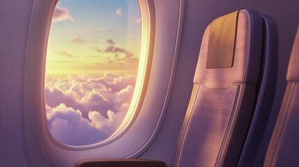 Serene Airplane Cabin with Empty Seat by Window
