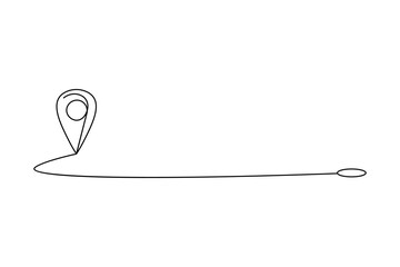 Continuous one line gps navigation route maps with location one line art