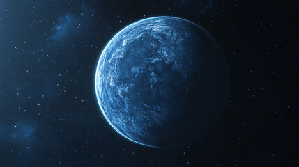Fototapeta premium A stunning view of a blue planet in the depths of space with stars surrounding it