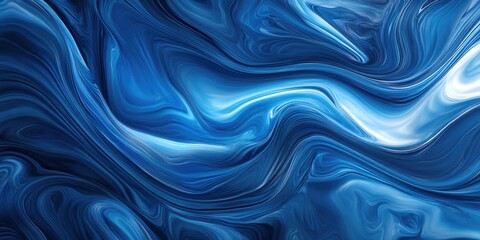 Blue and White Abstract Wave Painting